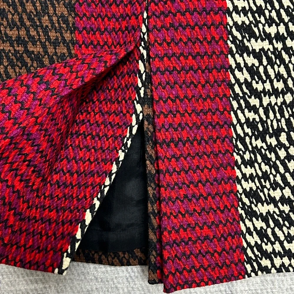 Vintage‎ Carlisle Colorblock Houndstooth Knee Length Skirt Women Size 10